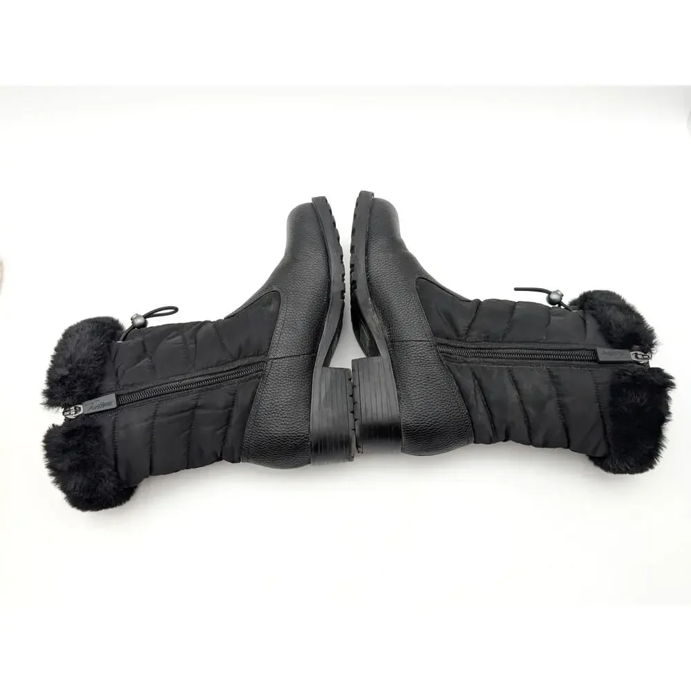 Trotters Bryce Faux Fur Trim Winter Boots Women's Black Tumbled Size US5.5M EU36